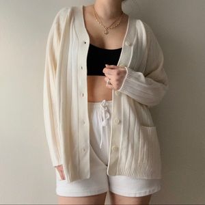 Cream Grandpa Cardigan